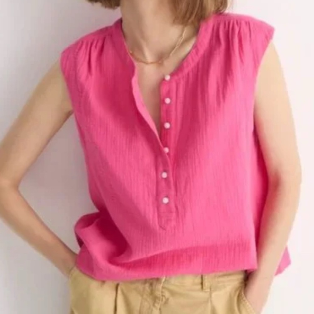 NWT: J.Crew Cora Fushia Gauze Sleeveless Top